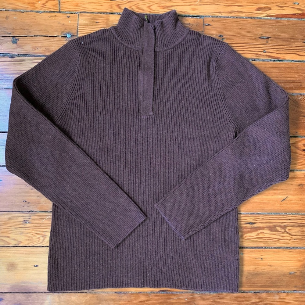Jeanne Pierre Brown Slim Quarterzip Sweater